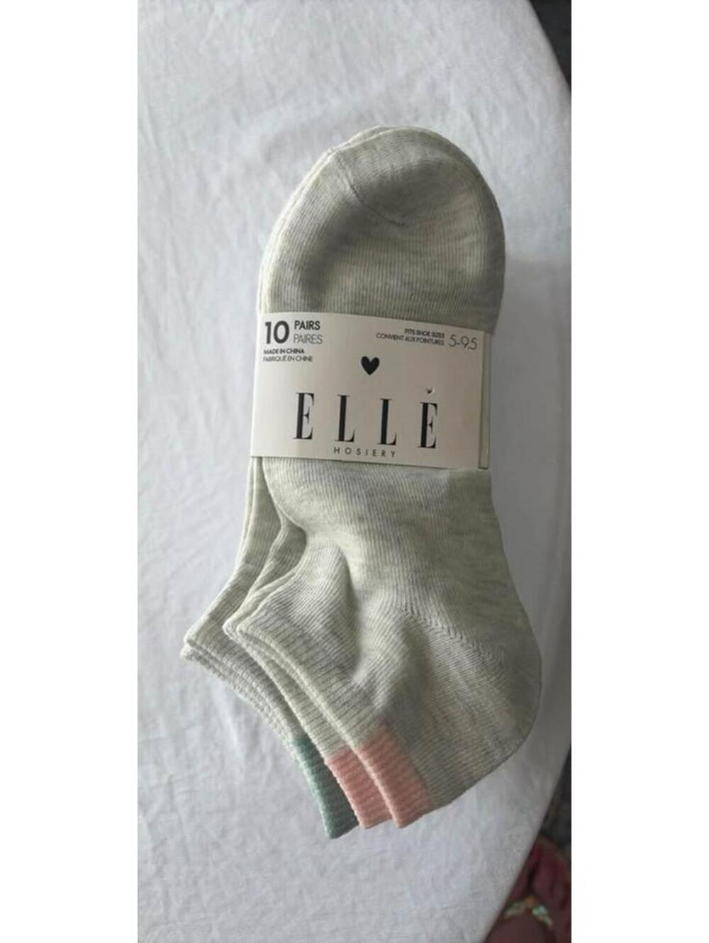 ELLE 10 Pairs Socks Shoe Size 5-9.5